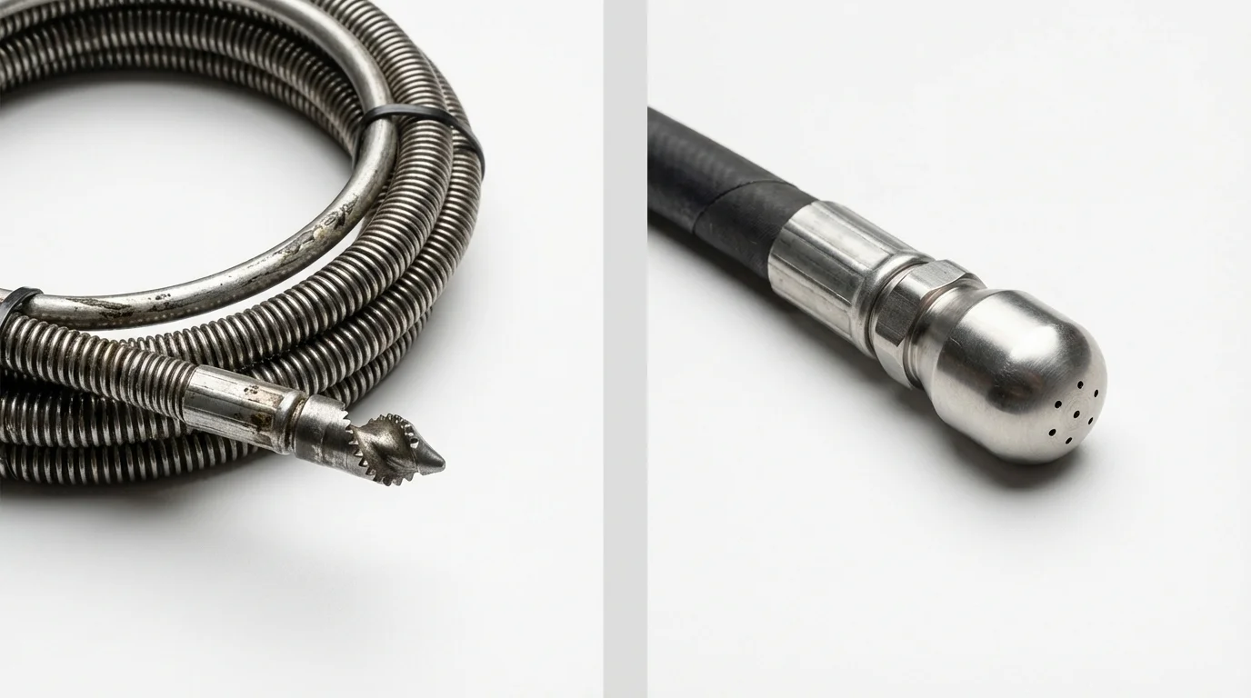 Drain snake cable and hydro jetting nozzle used for drain cleaning in Fort Washington, MD