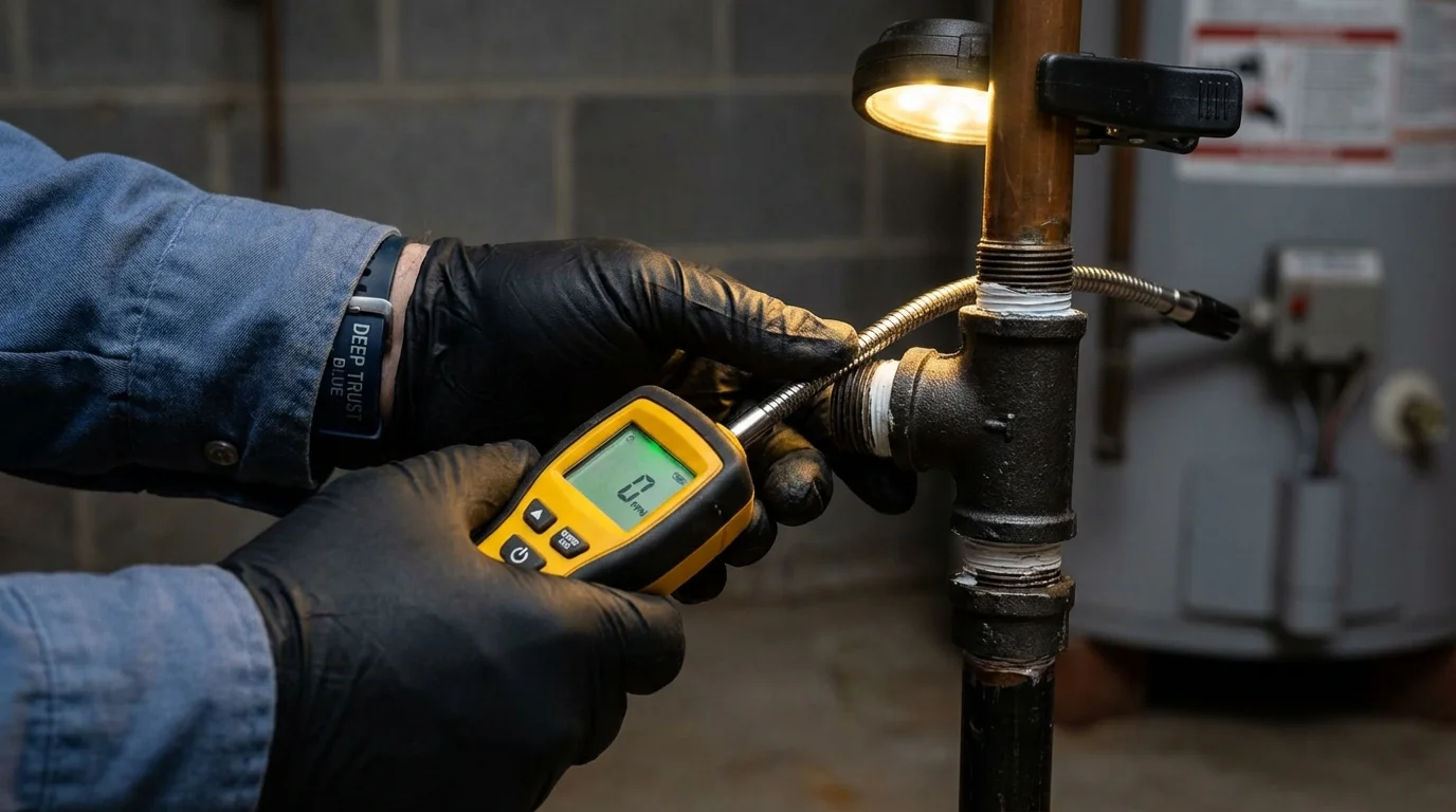 Gas leak detection with electronic sniffer by Johns Plumbing LLC in Fort Washington