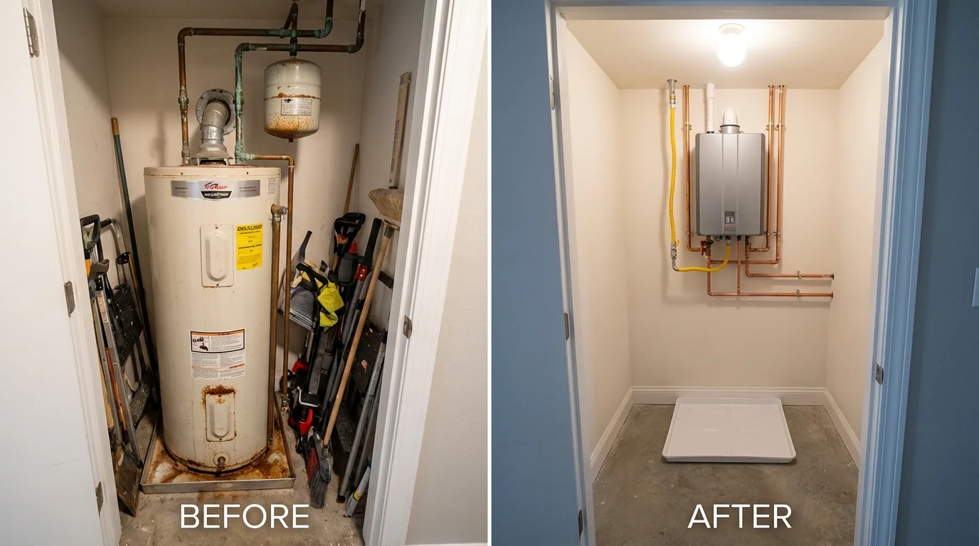 Tank water heater versus wall-mounted tankless unit comparison for Fort Washington, MD homeowners